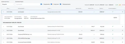Ausgeklapptes Detail des Abgleichs einer Bankbuchung mit einem Beleg, mit Angabe der Zuordnungsart