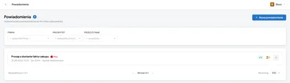 Office panel — one-way notifications sent to selected companies, with priority